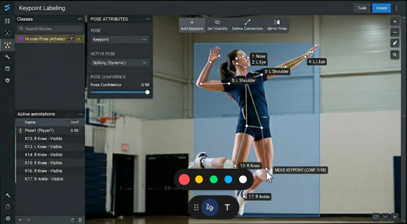 Keypoint and landmark annotation for pose and facial structure