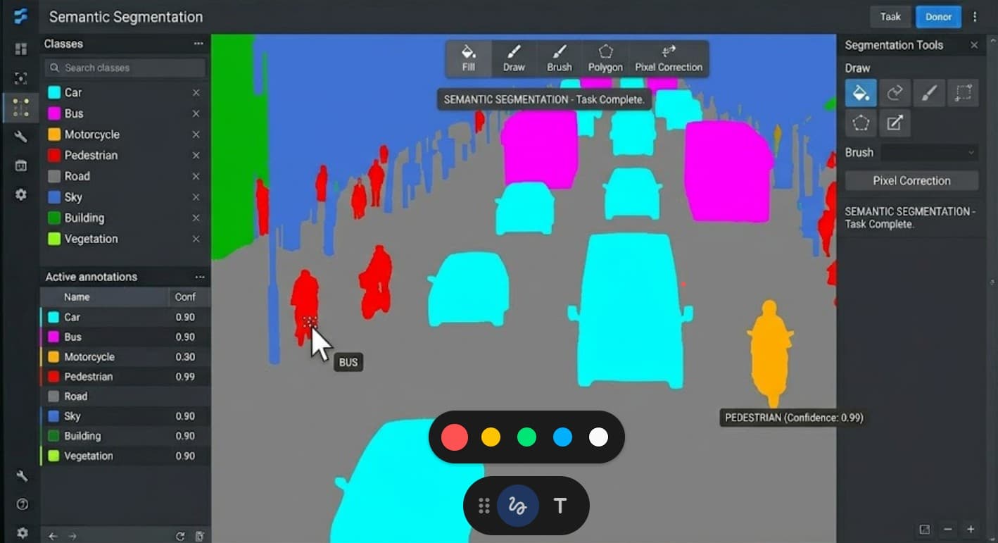 Semantic segmentation masks showing per-pixel class labels